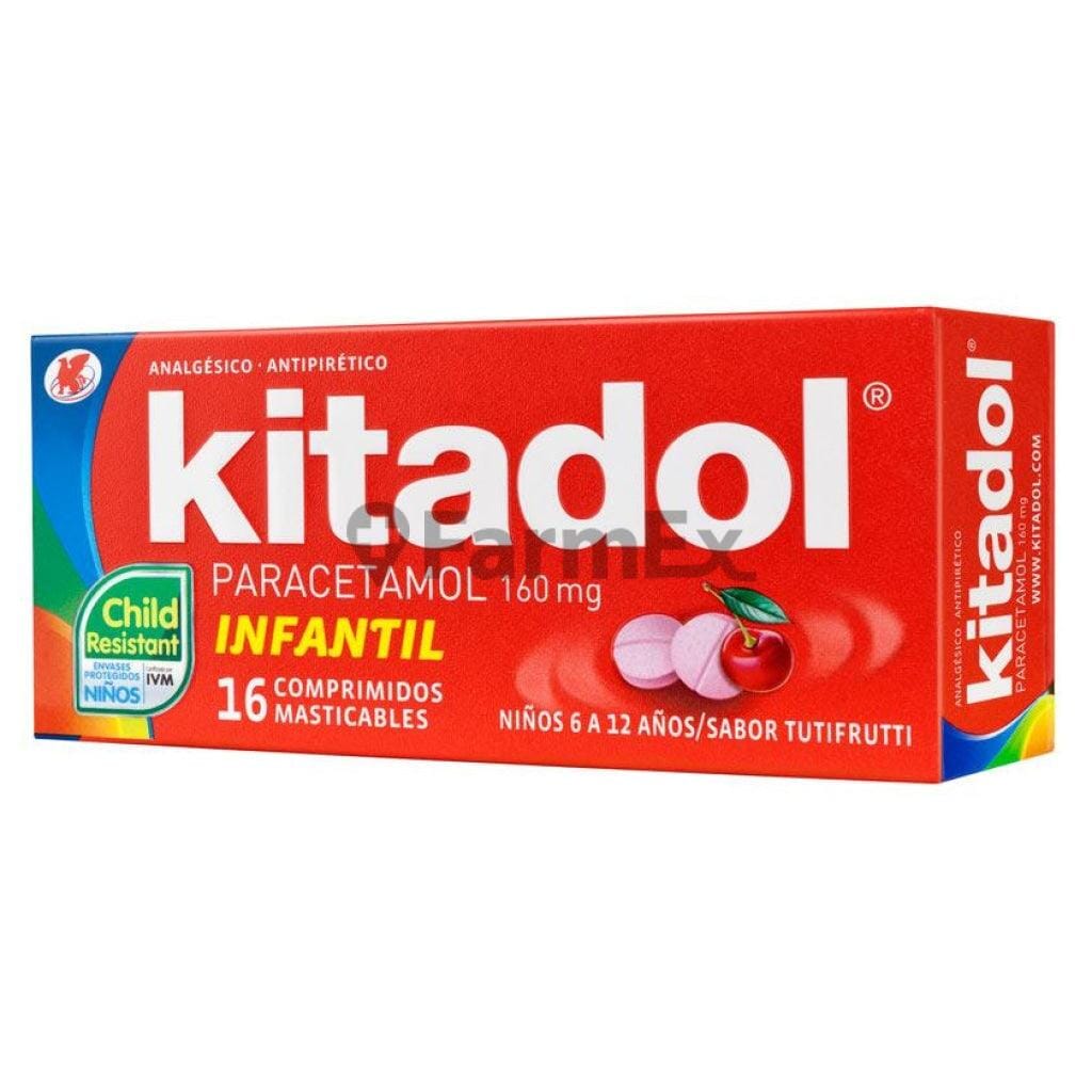 Kitadol Infantil 160 mg x 16 comprimidos masticables Farmex-Fonasa-Persistente